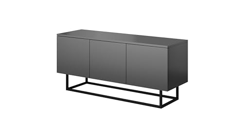 PAWS MEBLE Asgard RTV 120 3D Grau Stehend – TV-Lowboard 120 cm – Modernes Loft-Design – Push-to-Open – Metallfüße optional – 2 Schränke mit Regalen PAWS MEBLE Asgard RTV 120 3D Grau Stehend – TV-Lowboard 120 cm – Modernes Loft-Design – Push-to-Open – Metallfüße optional – 2 Schränke mit Regalen von PAWS MEBLE