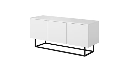 PAWS MEBLE Asgard RTV 120 3D Weiß Stehend – TV-Lowboard 120 cm – Modernes Loft-Design – Push-to-Open – Metallfüße optional – 2 Schränke mit Regalen PAWS MEBLE Asgard RTV 120 3D Weiß Stehend – TV-Lowboard 120 cm – Modernes Loft-Design – Push-to-Open – Metallfüße optional – 2 Schränke mit Regalen von PAWS MEBLE