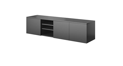 PAWS MEBLE Asgard RTV 150 3D Grau Hängend – TV-Lowboard 150 cm – Modernes Loft-Design – Push-to-Open – 2 Schränke + Mittelfach PAWS MEBLE Asgard RTV 150 3D Grau Hängend – TV-Lowboard 150 cm – Modernes Loft-Design – Push-to-Open – 2 Schränke + Mittelfach von PAWS MEBLE