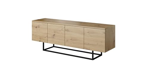 PAWS MEBLE Asgard RTV 150 4D Eiche Artisan Stehend – TV-Lowboard 150 cm – Modernes Loft-Design – Push-to-Open – Metallfüße – 4 Türen mit Regalen PAWS MEBLE Asgard RTV 150 4D Eiche Artisan Stehend – TV-Lowboard 150 cm – Modernes Loft-Design – Push-to-Open – Metallfüße – 4 Türen mit Regalen von PAWS MEBLE