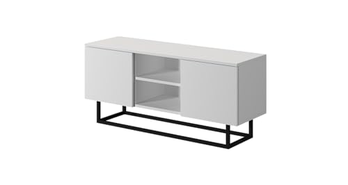 PAWS MEBLE Asgard RTV1202D TVSchrank 120cm Metallfüße Loft Design TipOn Regal Sideboard Wohnzimmer Fernsehkommode Weiß Stehend PAWS MEBLE Asgard RTV1202D TVSchrank 120cm Metallfüße Loft Design TipOn Regal Sideboard Wohnzimmer Fernsehkommode Weiß Stehend von PAWS MEBLE
