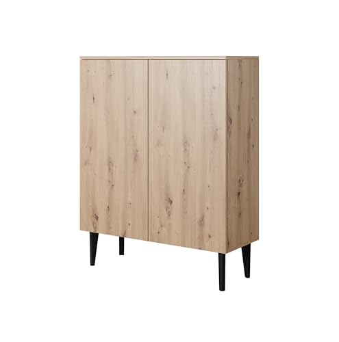 PAWS MEBLE BEREGN Kommode K100 Eiche – 100x123 cm – Hohe Sideboard mit 2 Türen, Push-to-Open, Skandinavisches Design, Holzfüße, Modern, Wohnzimmer Schlafzimmer Flur PAWS MEBLE BEREGN Kommode K100 Eiche – 100x123 cm – Hohe Sideboard mit 2 Türen, Push-to-Open, Skandinavisches Design, Holzfüße, Modern, Wohnzimmer Schlafzimmer Flur von PAWS MEBLE