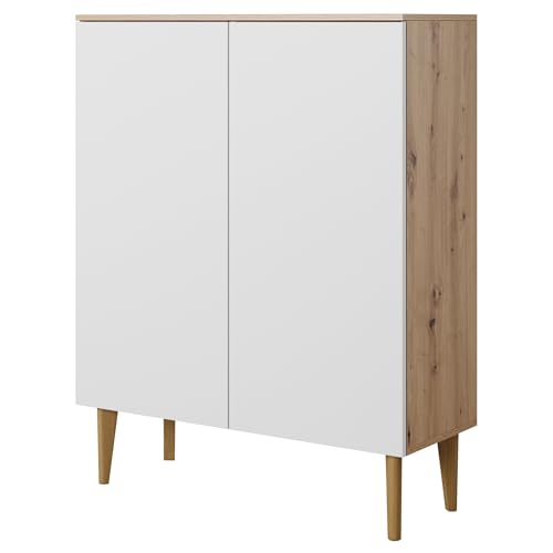 PAWS MEBLE BEREGN Kommode K100 Eiche Weiß – 100x123 cm – Hohe Sideboard mit 2 Türen, Push-to-Open, Skandinavisches Design, Holzfüße, Modern, Wohnzimmer Schlafzimmer Flur PAWS MEBLE BEREGN Kommode K100 Eiche Weiß – 100x123 cm – Hohe Sideboard mit 2 Türen, Push-to-Open, Skandinavisches Design, Holzfüße, Modern, Wohnzimmer Schlafzimmer Flur von PAWS MEBLE