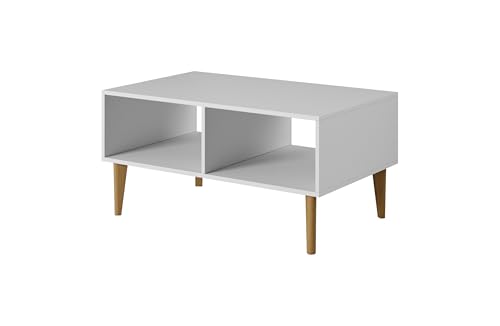 PAWS MEBLE Bergen L100 Weiß – Skandinavischer Couchtisch 100x60 cm – 2 Ebenen – Holzfüße – Moderner Wohnzimmertisch PAWS MEBLE Bergen L100 Weiß – Skandinavischer Couchtisch 100x60 cm – 2 Ebenen – Holzfüße – Moderner Wohnzimmertisch von PAWS MEBLE