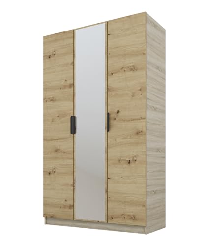 PAWS MEBLE Cynthia Kleiderschrank 150 cm – Moderner 2-Türiger Schrank in Holzoptik mit Kleiderstange & Regalfächern – 1 Spiegel PAWS MEBLE Cynthia Kleiderschrank 150 cm – Moderner 2-Türiger Schrank in Holzoptik mit Kleiderstange & Regalfächern – 1 Spiegel von PAWS MEBLE