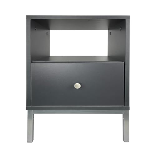 PAWS MEBLE Reve Nachttisch 40x40x43 cm – Graphit – Silberne Metallbeine – Design Nachtkommode mit Schublade – Beistelltisch modern für Schlafzimmer und Wohnzimmer PAWS MEBLE Reve Nachttisch 40x40x43 cm – Graphit – Silberne Metallbeine – Design Nachtkommode mit Schublade – Beistelltisch modern für Schlafzimmer und Wohnzimmer von PAWS MEBLE
