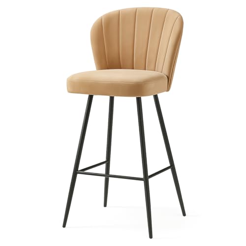 Shelly Barhocker Samt – Polsterhocker mit Steppung, Küchenhocker mit Metallbeinen & Fußstütze, Modernes Design 96 x 50 x 65 cm von PAWS MEBLE