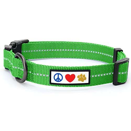 Pawtitas Recyceltes Hundehalsband mit reflektierend genähtem Welpenhalsband aus Plastikflaschen, die aus den Ozeanen gesammelt wurden Groß Erde Grün von PAWTITAS
