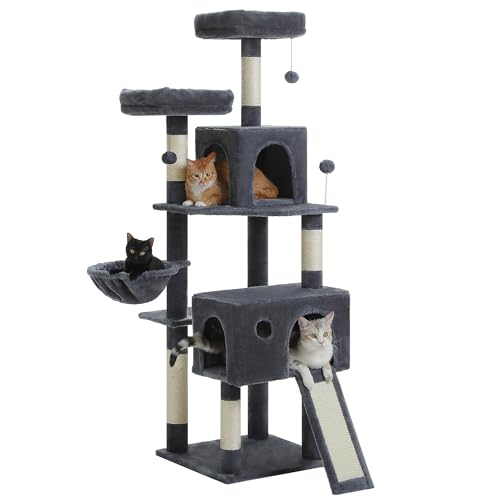 PAWZ Road Kratzbaum 162 cm – Katzenbaum für große Katzen mit Sisal-Kratzsäulen, großer Hängematte, 2 Liegeplätzen & austauschbaren Spielbällen Dunkelgrau PAWZ Road Kratzbaum 162 cm – Katzenbaum für große Katzen mit Sisal-Kratzsäulen, großer Hängematte, 2 Liegeplätzen & austauschbaren Spielbällen Dunkelgrau von PAWZ Road