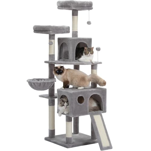 PAWZ Road Kratzbaum 162 cm – Katzenbaum für große Katzen mit Sisal-Kratzsäulen, großer Hängematte, 2 Liegeplätzen & austauschbaren Spielbällen Grau PAWZ Road Kratzbaum 162 cm – Katzenbaum für große Katzen mit Sisal-Kratzsäulen, großer Hängematte, 2 Liegeplätzen & austauschbaren Spielbällen Grau von PAWZ Road
