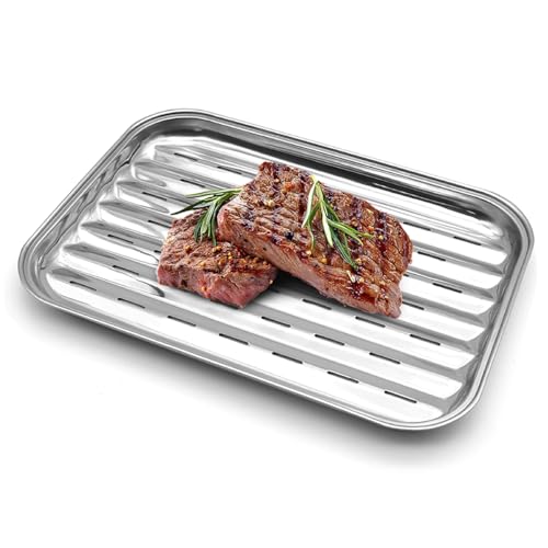 PAXLINSEN Grillkorb Wiederverwendbarer, 34 x 24 cm Grillschale Edelstahl für Outdoor-Grillen, Grillzubehör für Gemüse, Fisch oder Fleisch Grillpfanne, damit das Grillgut Nicht in den Grill fällt von PAXLINSEN