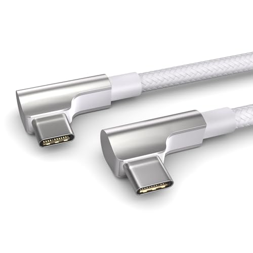 1m USB C auf USB C Kabel, 100W Power Delivery 20V/5A PD 3.0 Schnellladekabel, 10 Gbps - USB 3.2 Gen2x1 Highspeed Datenkabel, 2 elegante 90° Winkelstecker, weiß von PAXO