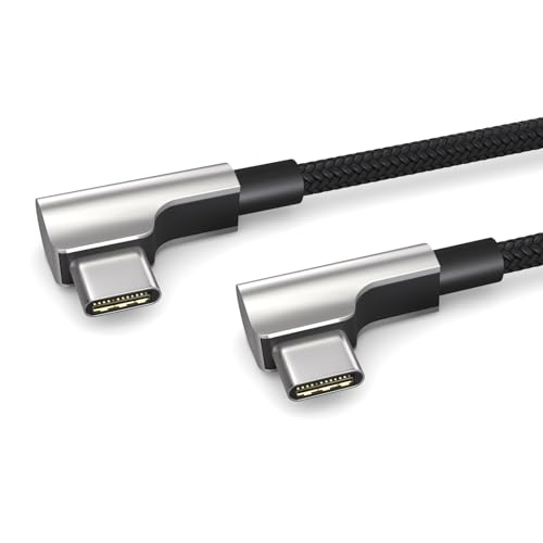 PAXO 0,2m Ladekabel, 3A, USB C auf USB C Kabel, USB 2.0, elegante Winkelstecker, besonders flexibler Stoffmantel in schwarz von PAXO