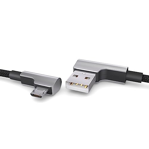 PAXO 0,3m Nylon Micro USB Kabel schwarz, 90 Grad Winkelstecker, USB auf Mikro USB Ladekabel, Datenkabel, Ladekabel, USB 2.0 von PAXO