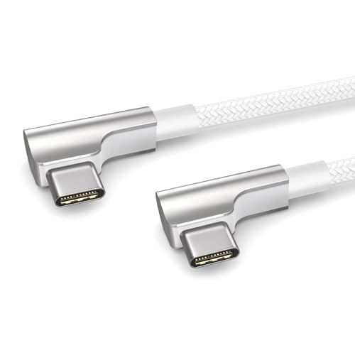 PAXO 0,5m Ladekabel, 3A, USB C auf USB C Kabel, USB 2.0, elegante Winkelstecker, besonders flexibler Stoffmantel in weiß von PAXO