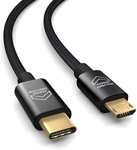 PAXO 2m OTG USB Verbindungskabel, MICRO USB auf USB C Kabel (lädt USB C Geräte), Datenkabel, Ladekabel, USB 2.0 von PAXO