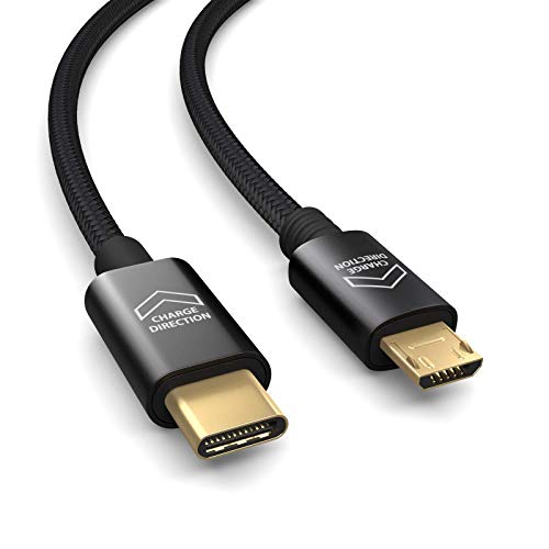 PAXO 2m USB C auf Micro USB Kabel, lädt Micro USB Geräte, Ladekabel, Ladeadapter, Datenkabel, USB 2.0 von PAXO