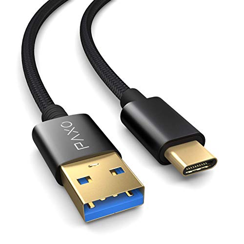PAXO USB C Kabel 5m, 10 Gbit/s (1,25 GByte/s), USB 3.2 Gen2 (3.0, 3.1), USB Typ C Ladekabel und Datenkabel, schwarz von PAXO