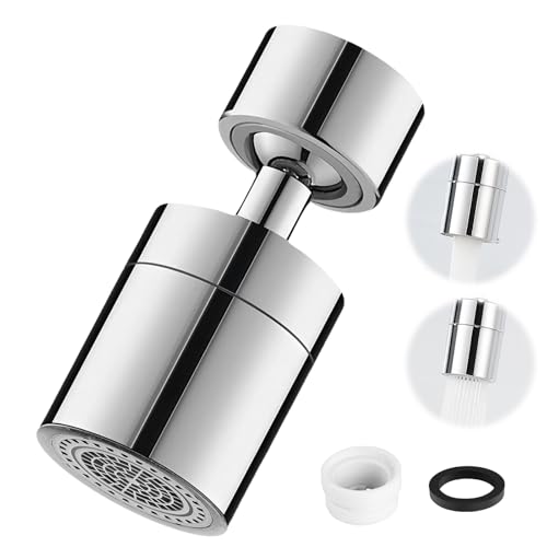 Wasserhahn Aufsatz Schwenkbar, 360° Drehbar Wassersparer mit 2 Sprühfunktion, M22/M24 Gewinde Wasserhahn Luftsprudler für Küchen Bad von PAYFULLY