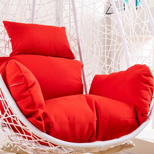 PAZONE Hängender Eierstuhl Kissenbezug, Waschbares Schaukelstuhl Kissen Mit Kissen, Dicker Hängekorb Sitzkissen Ersatz, Hängematten-Ei-Stuhlkissen for drinnen und draußen, Garten(Color:Red) von PAZONE