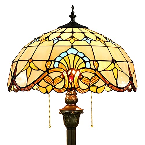 PAZWAHF Barocke Vintage-Stehlampe im Tiffany-Stil, Buntglas-Stehlampe, Leselampe, 40,6 x 40,6 x 162 cm, Kunstharzsockel, Dekor, Schlafzimmer, Wohnzimmer, Heimbüro von PAZWAHF