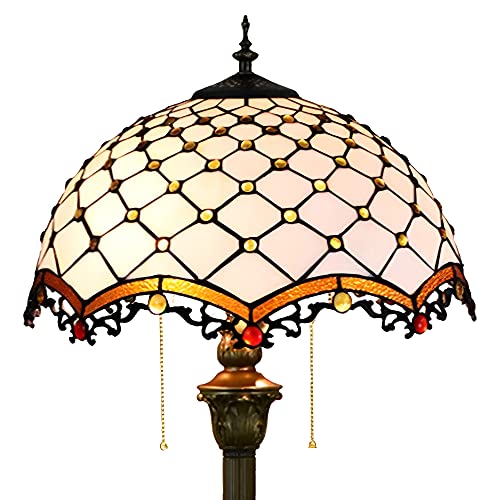 PAZWAHF Mediterrane gelbe Perlen, Tiffany-Stehlampe, Buntglas-Stehlampe, Leselampe, 40,6 x 40,6 x 162 cm, Kunstharzsockel, Dekor, Schlafzimmer, Wohnzimmer, Heimbüro von PAZWAHF