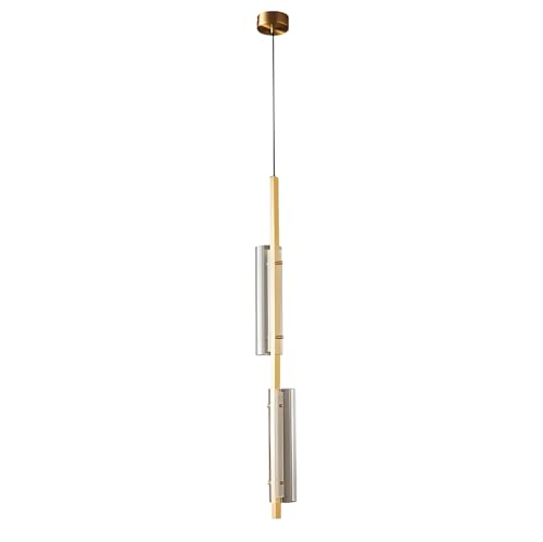 PAZWAHF Moderne LED-Pendelleuchte aus Messing mit Rauchglasschirm, umschaltbare Farbtemperatur, verstellbarer Hängeleuchter für Kücheninsel, Esszimmer, Eingangsbeleuchtung von PAZWAHF