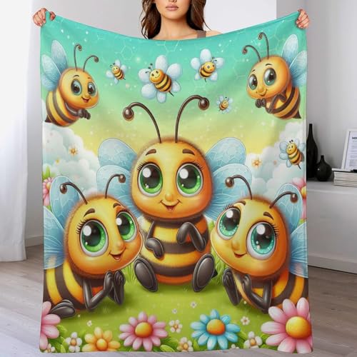 Animal Biene Decke Decke Dicke Kuscheldecke Mit 3D Muster Fleece Warm & Weich Flauschige Flannel Decke, Vier Jahreszeiten Bett Sofadecke（130×150cm） von PAZZK