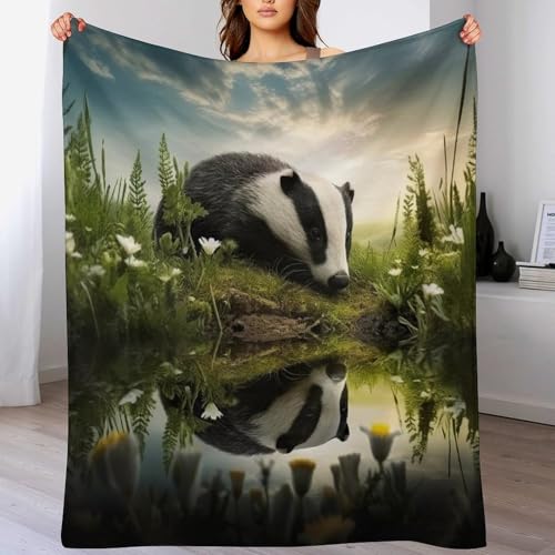 Dachs Decke Flauschig, Super Warme Decke, Hochwertige Wohndecke, Weich & Komfort Flannel Decke, Wolldecke, Sofadecke, Fleecedecke, Tagesdecke（180×200cm） von PAZZK