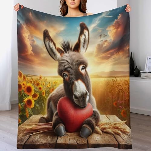 Decke Mit Esel Muster Warme Fleecedecke/Wohndecke/Sofadecke - Superweiche, Kuschelige & Angenehme Flannel Flanell-Decke, Für Jede Jahreszeit Geeignet（130×180cm） von PAZZK