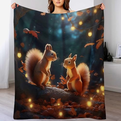 Eichhörnchen Decke Wohndecken Kuscheldecken, Extra Dicke Warm Sofadecke/Couchdecke Aus Flannel, Super Flausch Fleecedecke Als Sofaüberwurf Oder Wohnzimmerdecke（150×200cm） von PAZZK
