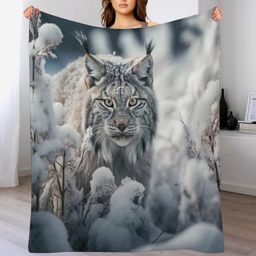 Luchs Flannel Fleece Wohndecken Kuscheldecken, Superweiche, Flauschige, Warme Mikrofaser Decke Für Schlafcouch, （130×150cm） von PAZZK