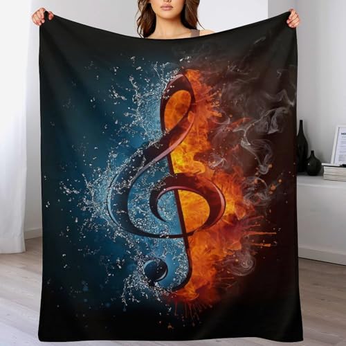 PAZZK BettDecke 100% Flannel, Musik Note 3D-Digitaldruck Kuscheldecke, Decke, Weich Wohndecke, Sofadecke Für Kinder Jungen Erwachsene Vier Jahreszeiten （140×180cm） von PAZZK