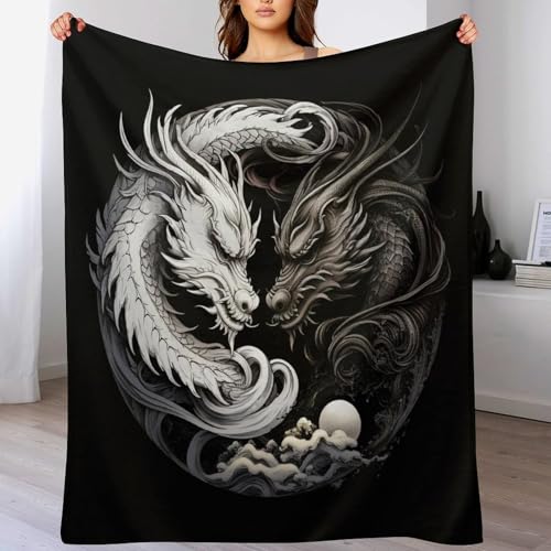PAZZK Drachen Wohndecke Super Weiche Flannel-Decke Dicke Decke Sofadecke Fleece-Decke Vier Jahreszeiten Wohndecke Für Bett/Couch（180×200cm） von PAZZK