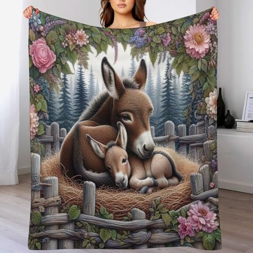 PAZZK Esel Kuscheldecken,Decke, 3D-Digitaldruck Kuscheldecke, Flannel Decke, Weich Wohndecke, Sofadecke Decke Für Kinder Jungen Erwachsene（130×150cm） von PAZZK