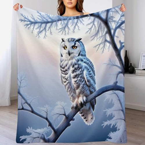 PAZZK Eule Kuscheldecke Flauschig & Super Weich - Hochwertige Flannel Fleecedecke Auch Als Wohndecke, Tagesdecke, Sofadecke & Wohnzimmer Geeignet - Überwurf Decke Sofa & Couch,（150×200cm） von PAZZK