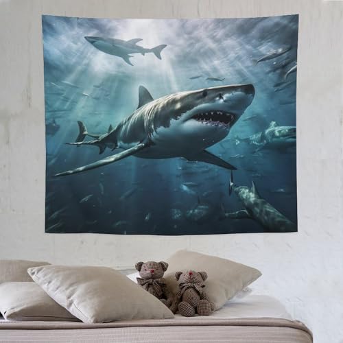 PAZZK Hai Tapisserie, Wandteppich Wandtuch Multicolor Aus Polyester, Heimdekorationen Für Schlafzimmer Wohnzimmer Kinderzimmer, 130×150cm PAZZK Hai Tapisserie, Wandteppich Wandtuch Multicolor Aus Polyester, Heimdekorationen Für Schlafzimmer Wohnzimmer Kinderzimmer, 130×150cm von PAZZK