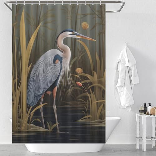 PAZZK Kranich Duschvorhänge, Duschvorhang Duschvorhang Aus Polyester Wasserabweisend Shower Curtain Mit 12 Duschvorhangringen 48x72Inch（122x183cm） von PAZZK