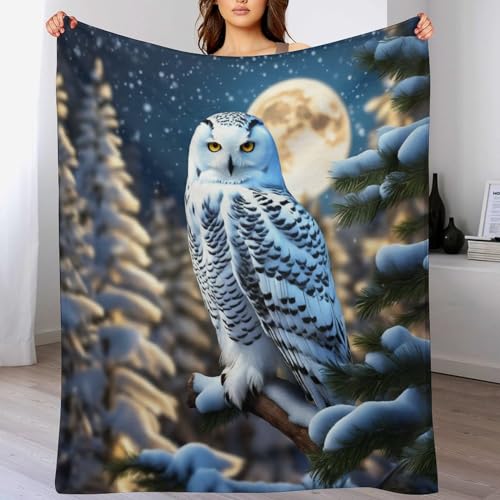 PAZZK Kuscheldecke Eule Decke Tagesdecke - Weiche Flannel Decke Mit Muster Sofadecke - Baumwolldecke Wohndecke Sofaüberwurf Bettüberwurf（180×200cm） von PAZZK