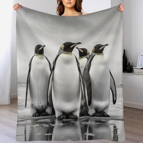 PAZZK Pinguin Kuscheldecke Flauschig & Super Weich - Hochwertige Flannel Fleecedecke Auch Als Wohndecke, Tagesdecke, Sofadecke & Wohnzimmer Geeignet - Überwurf Decke Sofa & Couch,（180×200cm） von PAZZK
