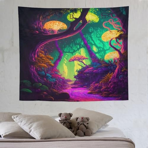 PAZZK Trippy Dschungel Wandteppich Wandbehang Für Wohnzimmer Tapisserie Schlafzimmer Wohnheim Wandtuch Wanddeko 130×150cm von PAZZK