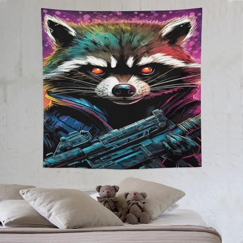 PAZZK Waschbär Tapisserie 3D Druck Robbe Wandteppich Aesthetic Wand Teppiche,für Wohnzimmer Schlafzimme Tapestry 150×150cm von PAZZK