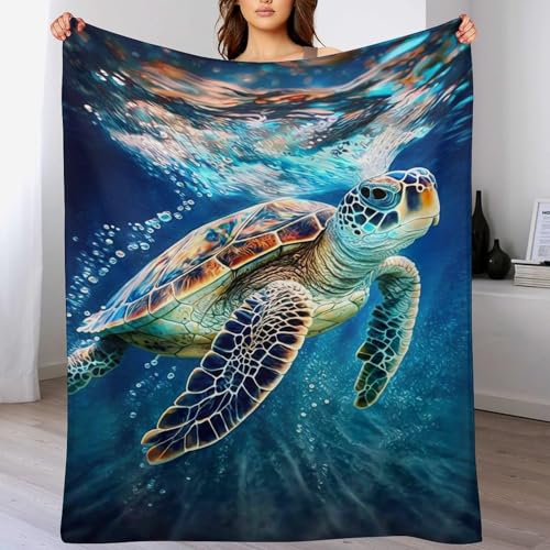 PAZZK süße Schildkröte Fleece Decke, Extra Weiche Flauschige Kuscheldecken, Leichte, Gemütliche Flannel Sofadecke/Couchdecke Für Erwachsene, Wohndecke（150×200cm） von PAZZK