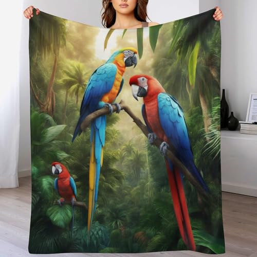 Papagei Flannel Fleece Wohndecken Kuscheldecken, Superweiche, Flauschige, Warme Mikrofaser Decke Für Schlafcouch, （180×200cm） von PAZZK