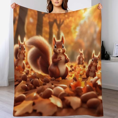 süßes Eichhörnchen Kuscheldecke Flauschig & Super Weich - Hochwertige Flannel Fleecedecke Auch Als Wohndecke, Tagesdecke, Sofadecke & Wohnzimmer Geeignet - Überwurf Decke Sofa & Couch,（180×200cm） von PAZZK
