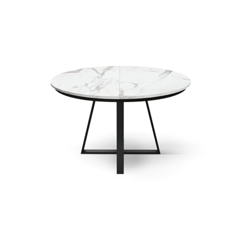 PAZZO DESIGN Pamela, ausziehbarer runder Tisch, Wohnzimmertisch, Küchentisch, schwarze Beine, Made in Italy, Marmorfarbe matt, von 120 bis 170 cm - id_2286 PAZZO DESIGN Pamela, ausziehbarer runder Tisch, Wohnzimmertisch, Küchentisch, schwarze Beine, Made in Italy, Marmorfarbe matt, von 120 bis 170 cm - id_2286 von PAZZO DESIGN