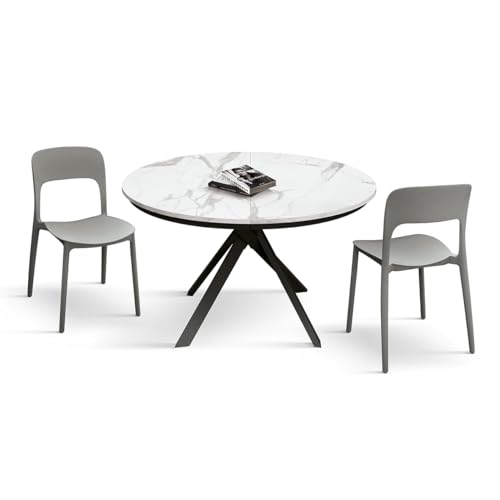 PAZZO DESIGN Runder ausziehbarer Tisch Adelaide, Tisch für Küche und Esszimmer, schwarze Beine, weiße Marmorplatte, hergestellt in Italien, von 120 bis 170 cm PAZZO DESIGN Runder ausziehbarer Tisch Adelaide, Tisch für Küche und Esszimmer, schwarze Beine, weiße Marmorplatte, hergestellt in Italien, von 120 bis 170 cm von PAZZO DESIGN