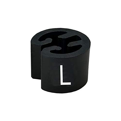 50 Größenreiter MINI Ø13mm für Kleiderbügel schwarz, Druck weiß - Aufdrucke wählbar (L) von PB-Onlinehandel