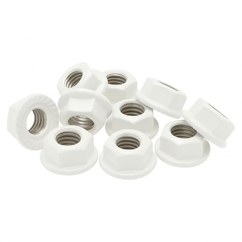 PB Schrauben® Flanschmutter M3-25 Stk I Pulverbeschichtete Sechskantmutter mit Flansch M3 Edelstahl – DIN 6923 | Rostfreie Sperrzahnmutter Coated in Germany – V2A – RAL 9016 (Weiß) von PB Schrauben