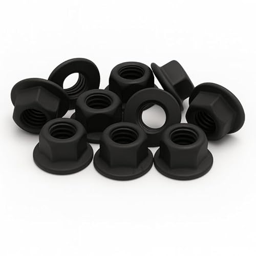 PB Schrauben® Flanschmutter M3-50 Stk I Pulverbeschichtete Sechskantmutter mit Flansch M3 Edelstahl – DIN 6923 | Rostfreie Sperrzahnmutter Coated in Germany – V2A – RAL 9005 (Schwarz Matt) von PB Schrauben